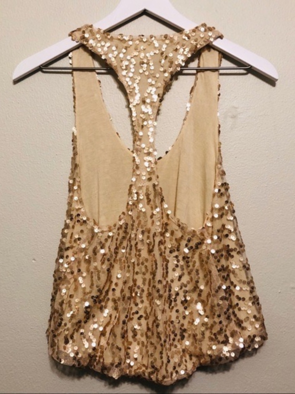 New Alythea Gold Sequin Racer Back Tank TOP with Bubble Hem - Picture 4 of 5